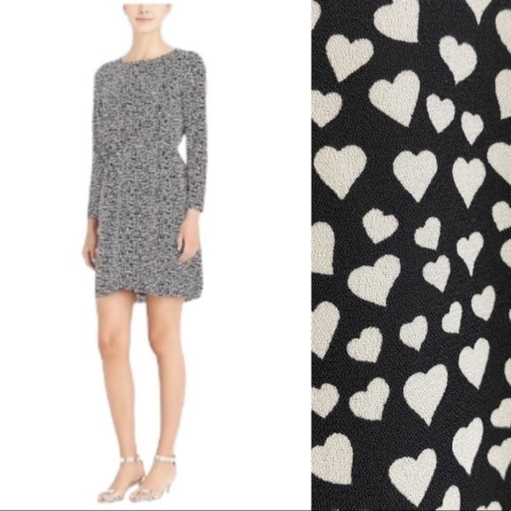 J. Crew Mercantile Tulip Hem Heart Print Dress Black White 0